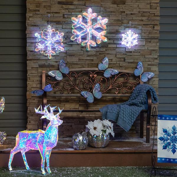 Plow & Hearth Pearl And Pine Outdoor Lamp & Lighting LED Snowflake 20"H