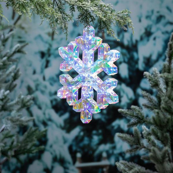 plow & hearth Pearl and Pine Outdoor Lamp & Lighting LED Snowflake 16"H