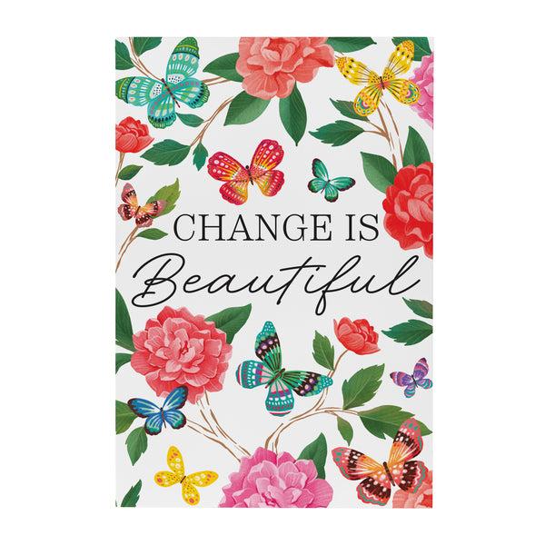 Plow & Hearth Peony Toile Indoor Wall Décor Wood Butterfly "Change Is Beautiful" 24"x16"
