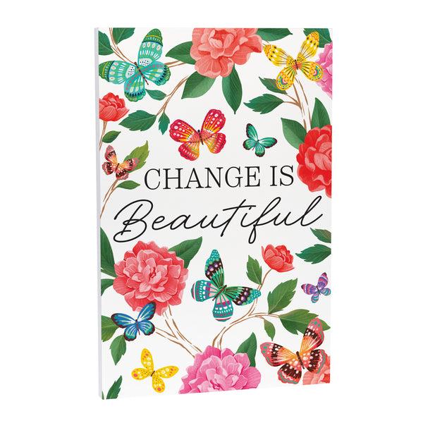 Plow & Hearth Peony Toile Indoor Wall Décor Wood Butterfly "Change Is Beautiful" 24"x16"