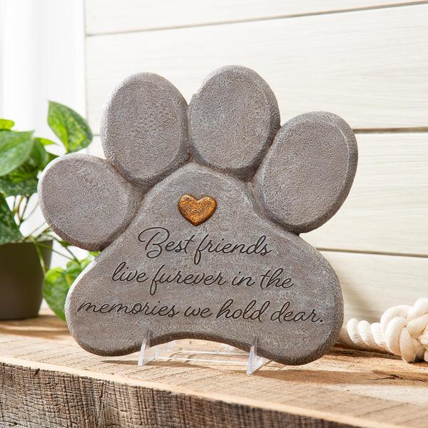 Plow & Hearth Pet Memorial Garden Stone Best Friends Live Forever 11"