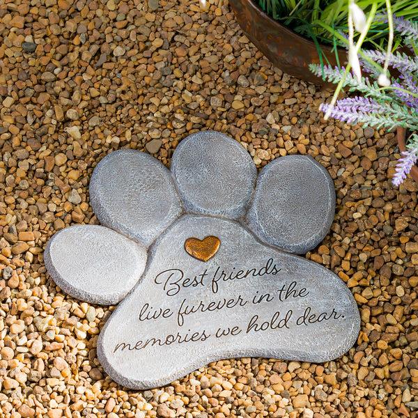Plow & Hearth Pet Memorial Garden Stone Best Friends Live Forever 11"