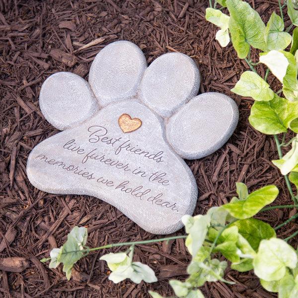plow & hearth Pet Memorial Garden Stone Best Friends Live Forever 11"