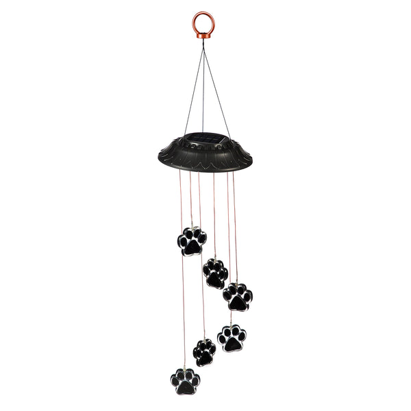 Plow & Hearth Pet Memorial Mobile Color Changing Solar Mobile Paw Print