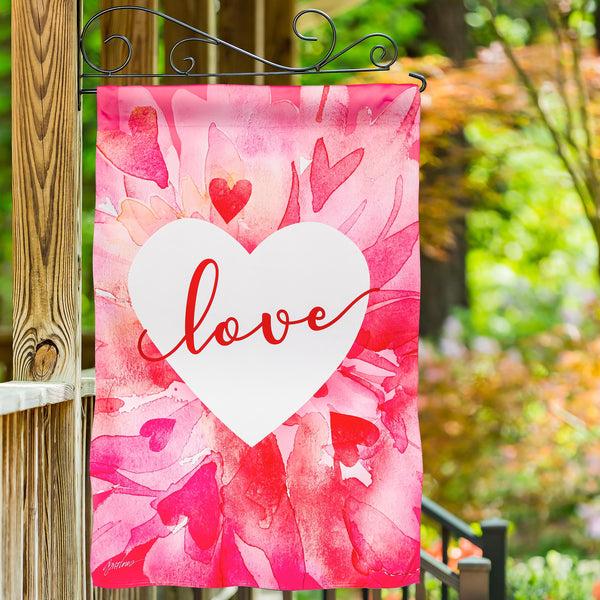 Plow & Hearth Petal Heart Valentines Day Suede House Flag