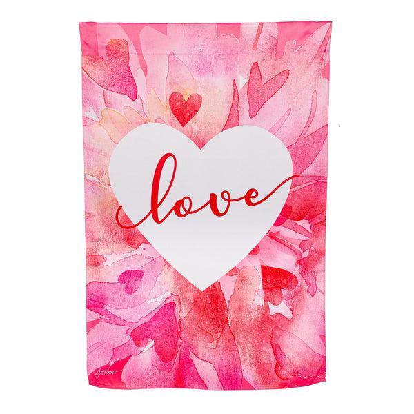 plow & hearth Petal Heart Valentines Day Suede House Flag