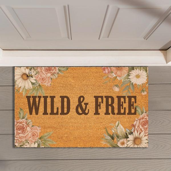 plow & hearth Petal & Plow Floral Boots Coir Mat 30"x18"