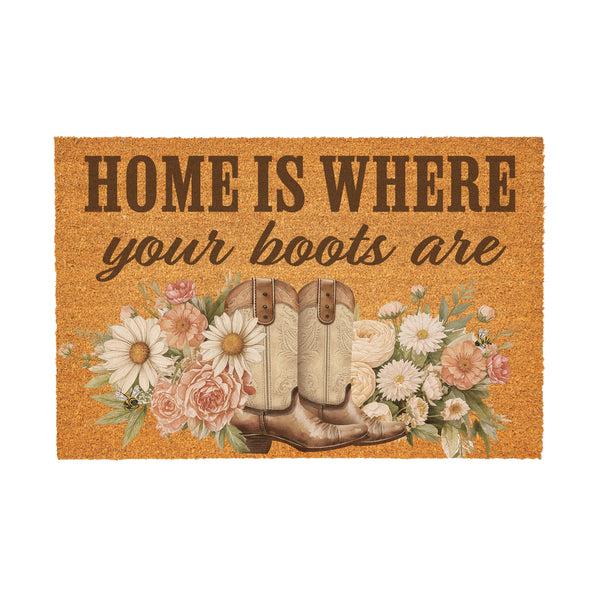 Plow & Hearth Petal & Plow Floral Boots Coir Mat 36"x24"