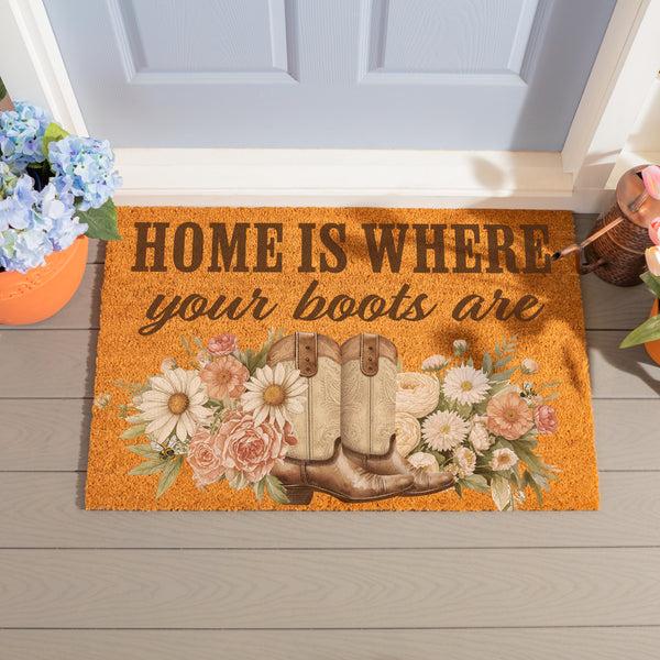 plow & hearth Petal & Plow Floral Boots Coir Mat 36"x24"