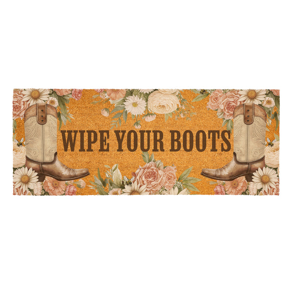 Plow & Hearth Petal & Plow Floral Boots Coir Mat 60"x24"