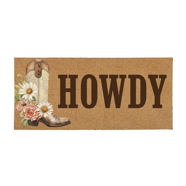 plow & hearth Petal & Plow Floral Boots Flocked Coir Sassafras Switch Mat 22"x10"