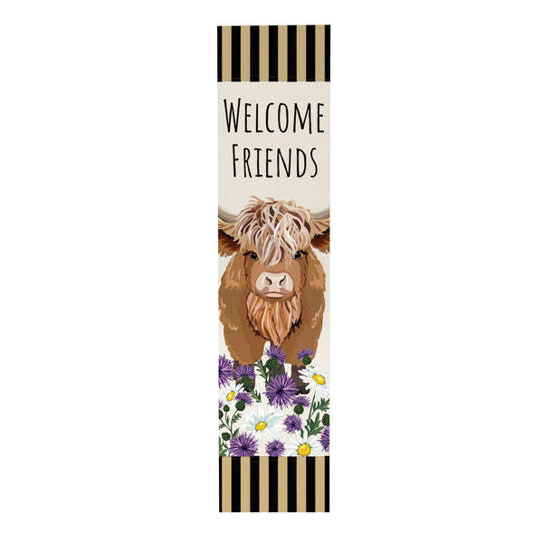 Plow & Hearth Petal & Plow Garden Decor Porch Leaner Highland Cow 10.75" L X 46" H