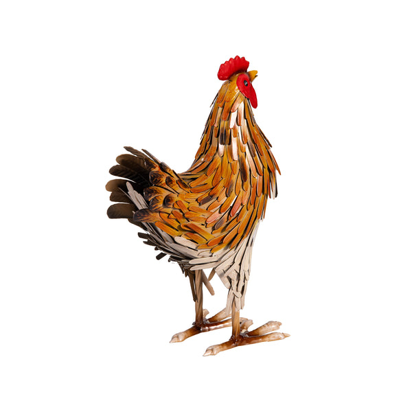 Plow & Hearth Petal & Plow Garden Statue Metal Hen Statue Brown Feathers 14"H