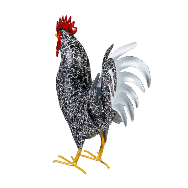 Plow & Hearth Petal & Plow Garden Statue Metal Rooster With Dark Feathers 14"H