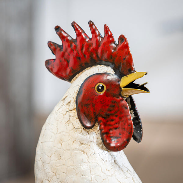 Plow & Hearth Petal & Plow Garden Statue Metal Rooster With Light Feathers 14"H