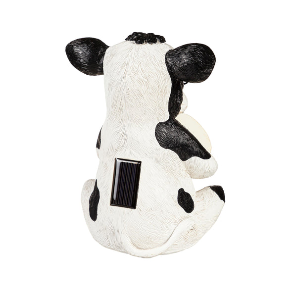 Plow & Hearth Petal & Plow Garden Statue Solar Cow With Glasses