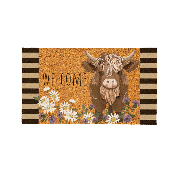Plow & Hearth Petal & Plow Highland Cow Coir Mat 28"x16"