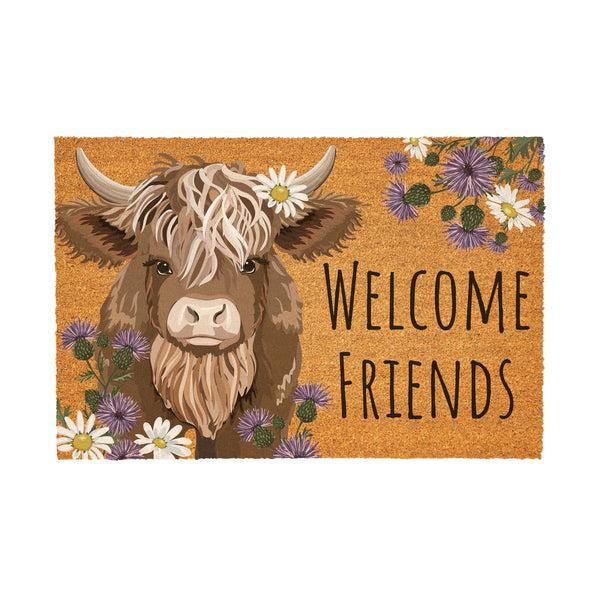 Plow & Hearth Petal & Plow Highland Cow Coir Mat 36"x24"