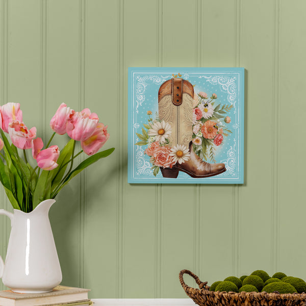 plow & hearth Petal & Plow Indoor Wall Decor Cowboy Boots 12" L x 12" H