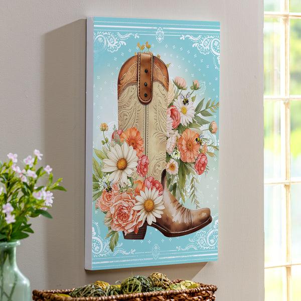 plow & hearth Petal & Plow Indoor Wall Decor Cowboy Boots 16" L x 24" H