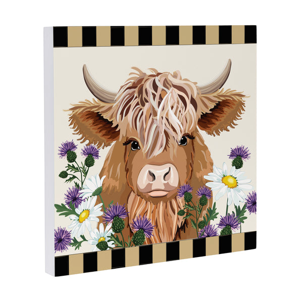 Plow & Hearth Petal & Plow Indoor Wall Decor Highland Cow 12" L X 12" H