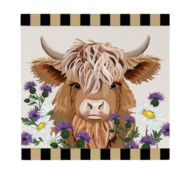Plow & Hearth Petal & Plow Indoor Wall Decor Highland Cow 12" L X 12" H