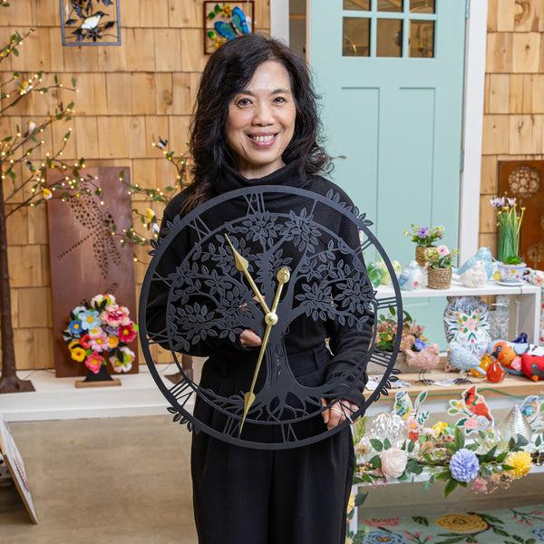Plow & Hearth Petal & Plow Indoor Wall Decor Metal Tree Outdoor Clock 20"