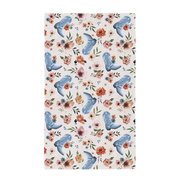 Plow & Hearth Petal & Plow Kitchen Towel Quick Dry Waffle Weave Double-Sided Cowboy Boots 30"L X 18"W