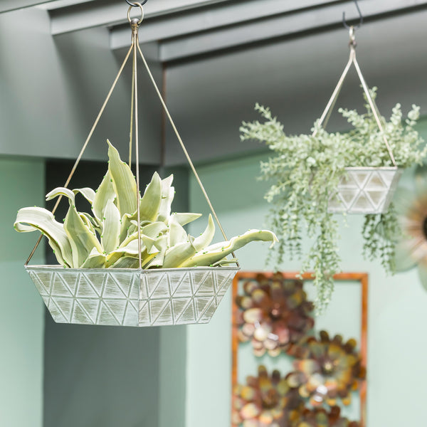 plow & hearth Petal & Plow Planters Metal Geometric Embossed Planters Nested Set of 2