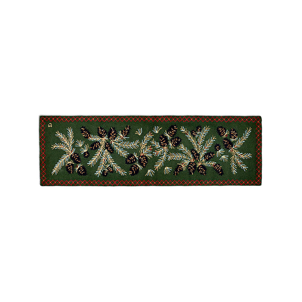plow & hearth Pine Cone Hand-Hooked Wool Hearth Runner 2'5" x 8'