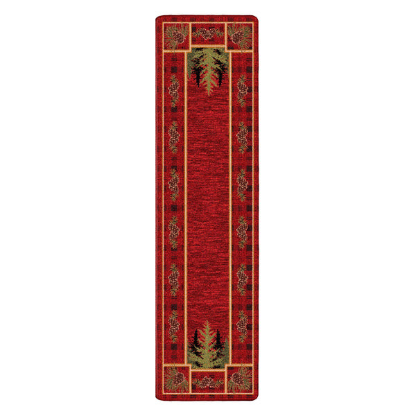 Plow & Hearth Pine Cone Valley Plaid Rug 2'1" X 7'8" Runner
