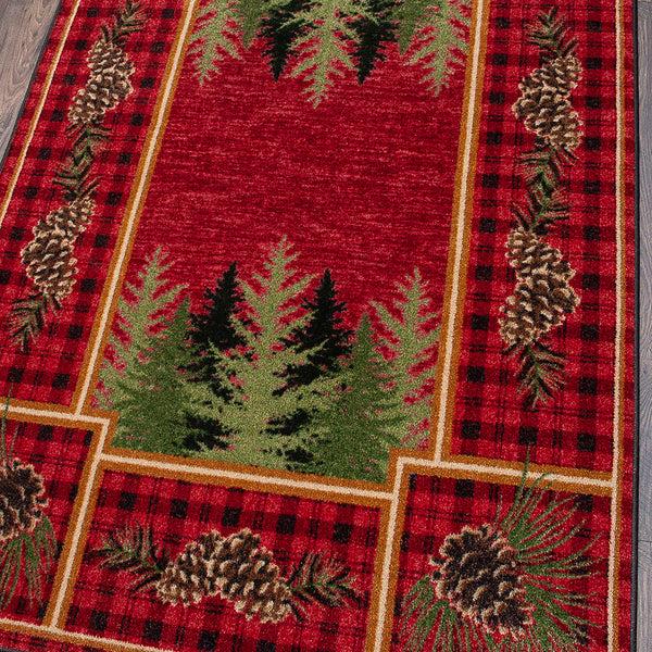 Plow & Hearth Pine Cone Valley Plaid Rug 2'1" X 7'8" Runner