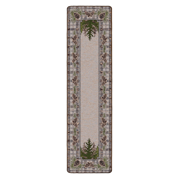plow & hearth Pine Cone Valley Plaid Rug 2'1" x 7'8" Runner