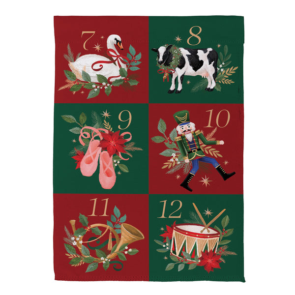 Plow & Hearth 12 Days Of Christmas Suede Garden Flag