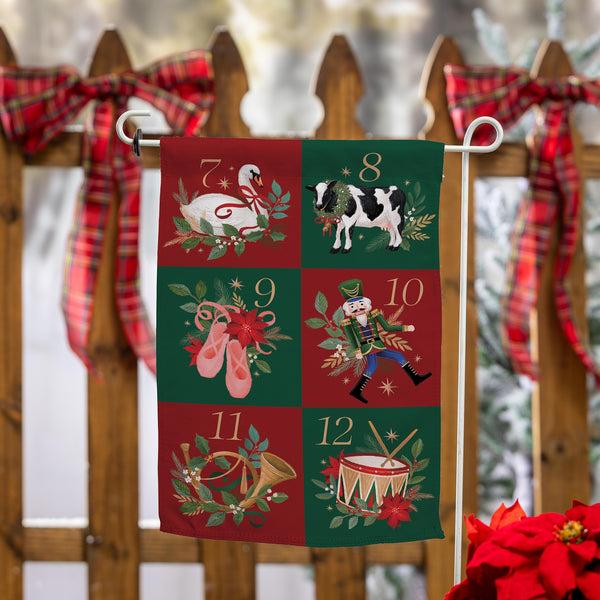 plow & hearth 12 Days of Christmas Suede Garden Flag