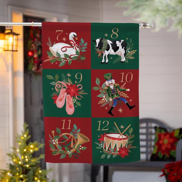plow & hearth 12 Days of Christmas Suede House Flag