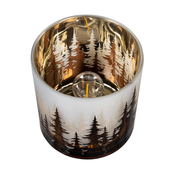 Plow & Hearth 15" Wood Hurricane Candle Holder