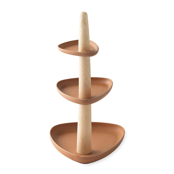 Plow & Hearth 3-Tiered Bamboo Server