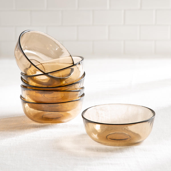 plow & hearth 5.5" Glass Cereal Bowl Set of 6 Sand