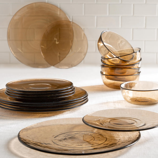 Plow & Hearth 8" Glass Salad Plate Set Of 6 Sand