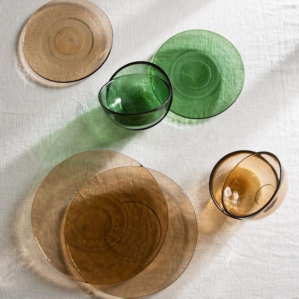Plow & Hearth 8" Glass Salad Plate Set Of 6 Sand