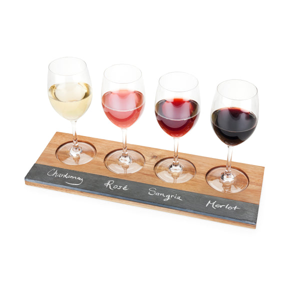 Plow & Hearth Acacia Wood Wine Flight Board