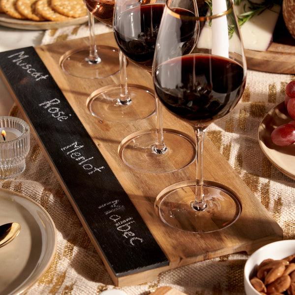 Plow & Hearth Acacia Wood Wine Flight Board