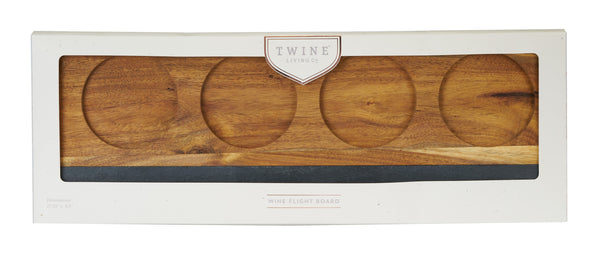 Plow & Hearth Acacia Wood Wine Flight Board