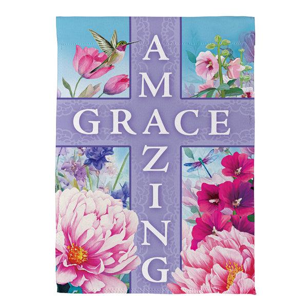 Plow & Hearth Amazing Grace Cross Suede Garden Flag