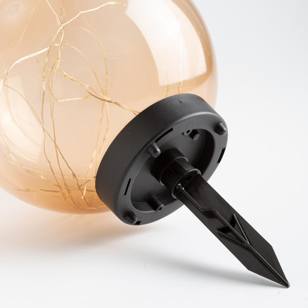 Plow & Hearth Amber Solar Lighted Globe Stake Small