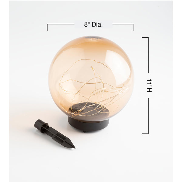 Plow & Hearth Amber Solar Lighted Globe Stake Small