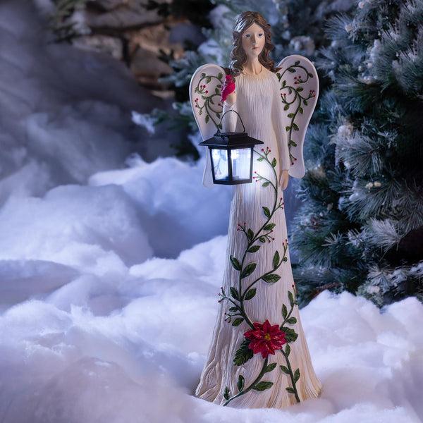 plow & hearth Angel Garden Statue with Solar Lantern
