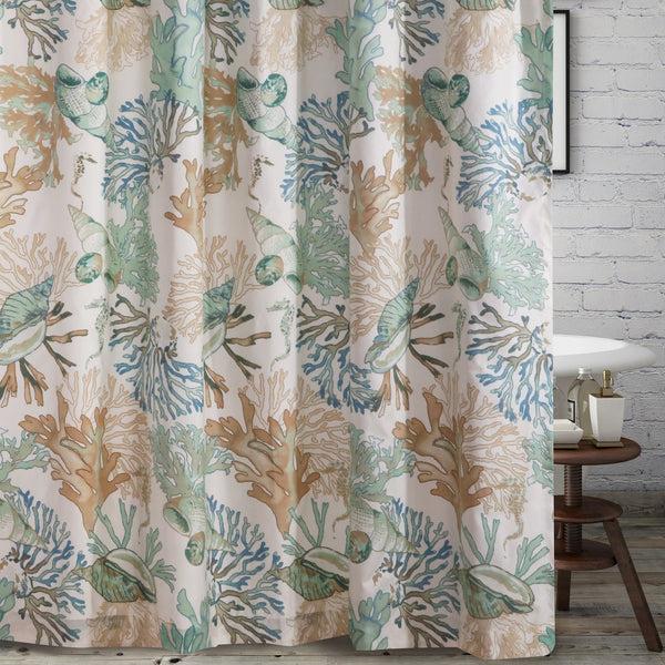 Plow & Hearth Atlantis Jade Shower Curtain