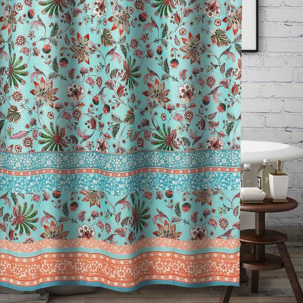 Plow & Hearth Audrey Turquoise Shower Curtain